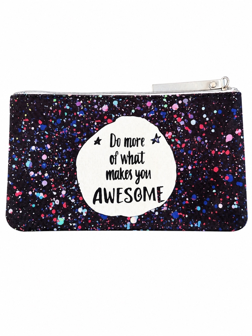Canvas Zip Pouch with Colorful Paint Splatter Positivity Quote